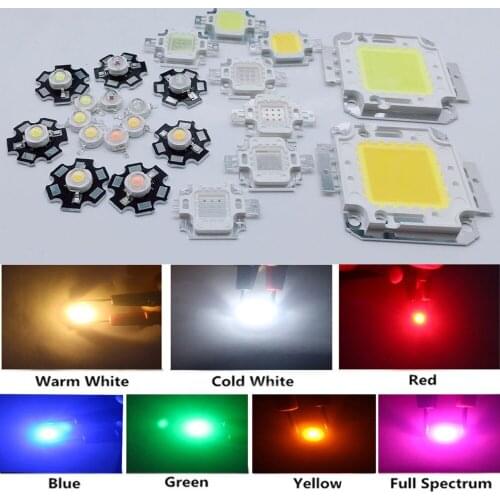1W 3W 10W 20W 30W 50W 100W LED Lamp Chip White Red Blue Yellow Pink UV RGB LED Bulb Diode Beads For DIY LED Floodlight Spotlight