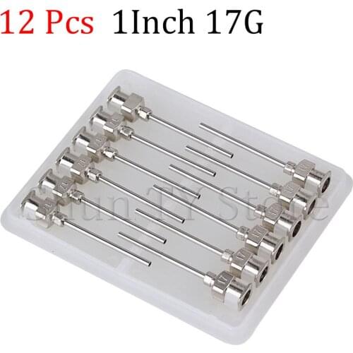 12 Pcs 1.5 Inch Silver Stainless Steel 17Ga Connector Glue Head Dispensing Needle, Suitable For Dispensing Electronic Components
