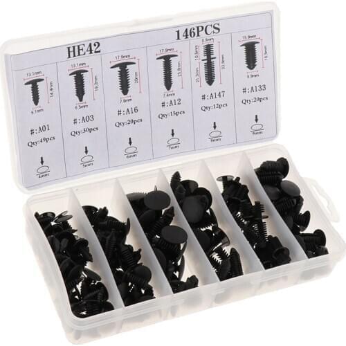 146Pcs Car Panel Trim Fasteners Rivet Kits Universal Car Body Clips General