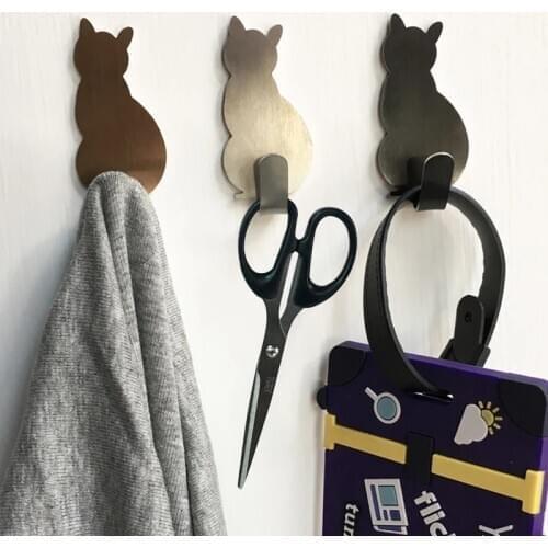 2pcs/lot Home Decorative Hooks Cat Pattern Storage Holder for Bathroom Kitchen Hanger Stick on Wall Hanging Clothes Towel Racks