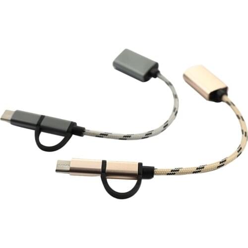 2 In 1 USB 3.0 OTG Adapter Cable Type-C Micro USB To USB 3.0 Interface Converter For Cellphone Charging Cable Line Fast Transfer