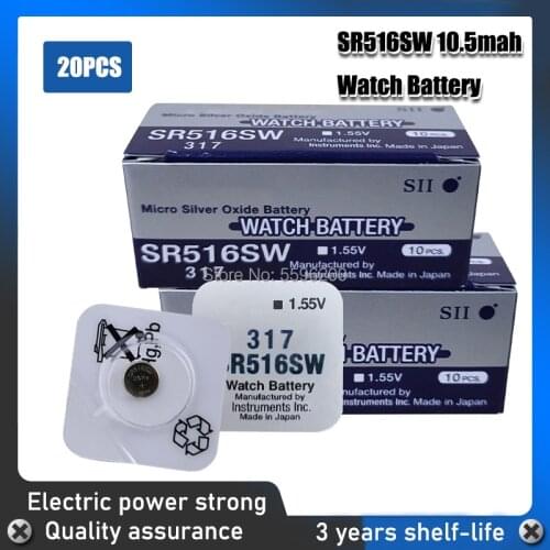 20pcs/lot FOR SEIZAIKEN 100% Original 317 SR516SW SR516 1.55V Silver Oxide Watch Battery 317 SR516SW SR516 MADE IN JAPAN