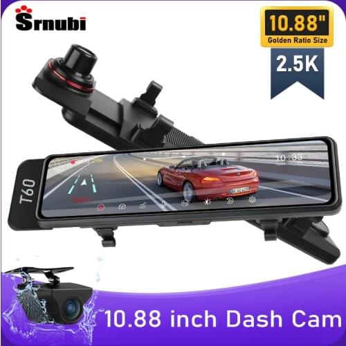 2021 Newest 10.88 Inch Car DVR 2.5K Touch Screen Front Camera Time-lapse Video GPS Track Playback Recorder Dual Lens 1080P Cams