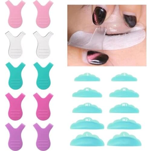 5pcs Y Shape Silicone Eyelashes Lift Lifting Curler False Eye Lashes Extension Graft Brush Tool Lashes Plastic Perming Pad