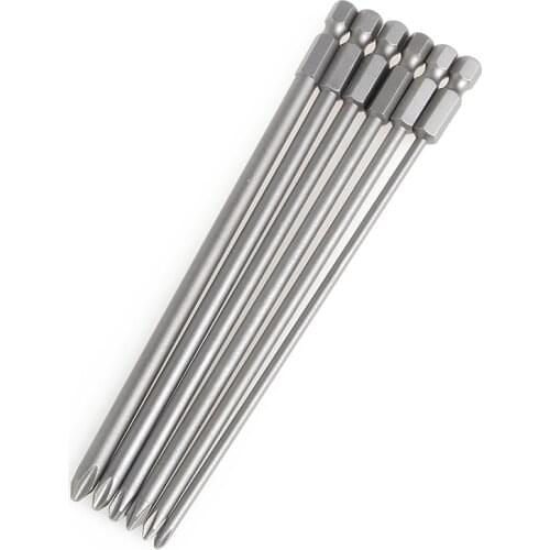 6Pcs/Set 1/4'' Shank 150mm Long S2 Steel Magnetic Hex Cross Head Screwdriver Bit H02