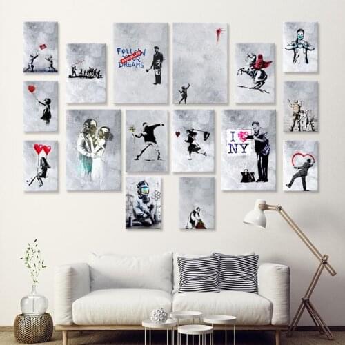 Banksy Street Balloons Picture Home Decor Nordic Canvas Painting Wall Art Posters and Print