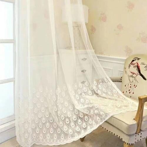 White Embroidered Curtains Tulle for Living Room Bedroom Semi-shading Sheer for Kitchen Bay Window Customization Drapes