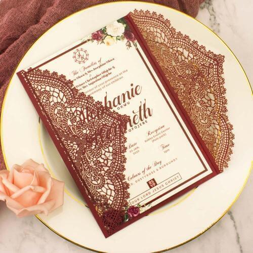 Free Shipping 1X White Burgundy Silver Glitter laser cut pocket invite wedding invitation card Envelope Greeting Bridal shower