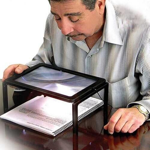 Large A4 Hands Free Book Page Magnifying Glass Sheet 4 Led Magnifier Neck Cord Pvc Magnifying Reading Glass Lens #T2G