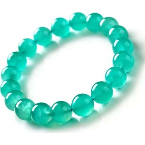 Genuine Mozambique Green Natural Amazonite Bracelet 12mm Natural Stone Stretch Crystal Round Bead Bracelet Drop Shipping