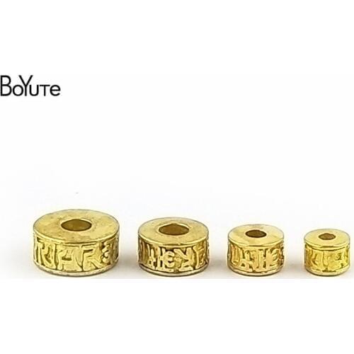 BoYuTe (50 Pieces/Lot) 5MM 7MM 9MM 11MM Metal Brass Spacer Nepal Beads Om Mani Padme Hum Six Words Diy Buddha Accessories Beads