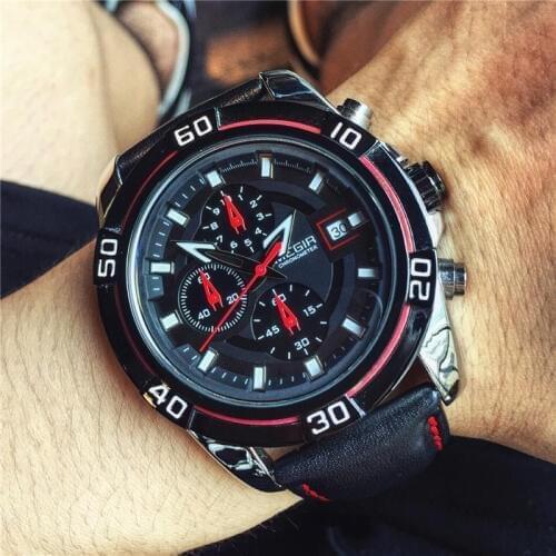 Reloje 2018 MEGI Men Watch Male Leather Automatic date Quartz Watches Mens Luxury Brand Waterproof Sport Clock Relogio Masculino