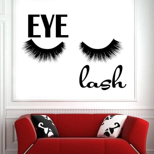 Girl False Eyelashes Vinyl Wall Decal Beauty Salon Makeup eyelash Wall Sticker Removable Indoor Room Decoration Wallpaper joy289
