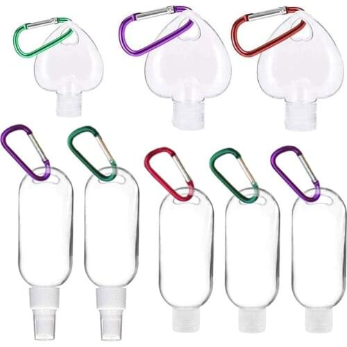 20Pcs 30ml 50ml Travel Bottle Plastic Flip Cap Keychain Leakproof Empty Squeeze Refillable Container Spray Bottle for Liquid Gel