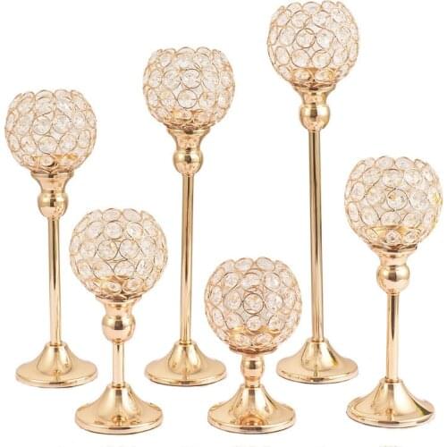 Home Deco Art Crystal Iron Candlestick Wedding props Table Decoration candle Candlestick Decoration Gift