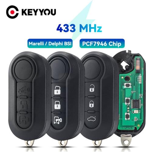 KEYYOU Remote Key Fob 433MHz ID46 for Fiat 500L MPV Ducato for Citroen for Peugeot Boxer 2008-2015 Marelli / Delphi BSI System