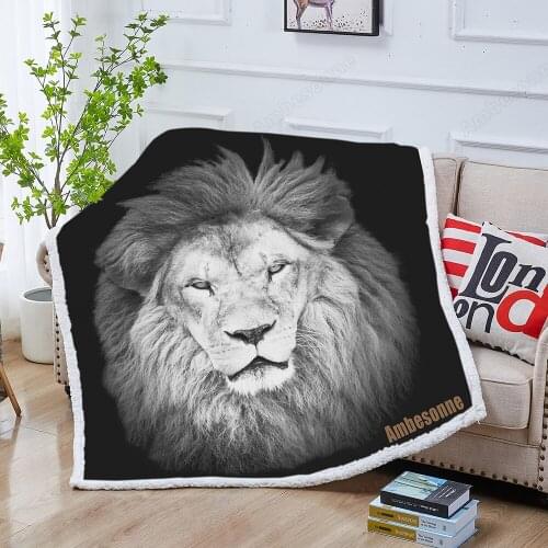 Beautiful Male African Lion 3d Print Sherpa Blanket Quilt Cover Travel Youth Bedding Outlet Velvet Plush Throw Blanket Bedspread