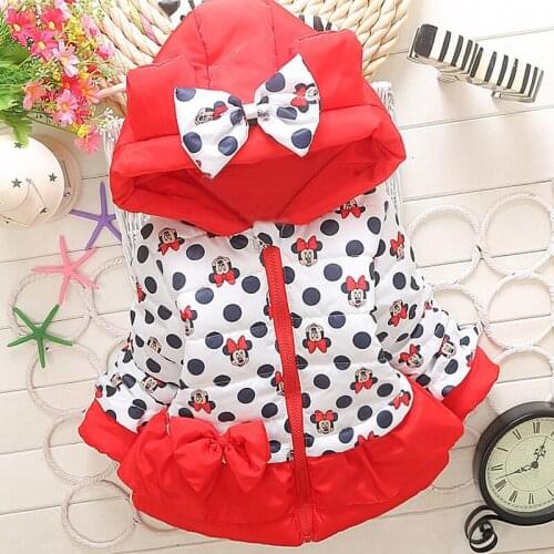 Girls Jackets Fashion Minnie Cartoon Clothing Coat Baby Girl Winter Warm and Casual Outerwear for 1-4 Years Old Kids Jackets