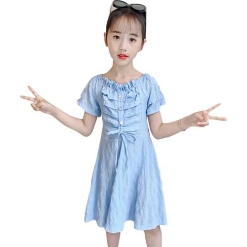 Big Girl Dresses Ruffles Party Dress For Kids Girl Casual Style Children Dresses Summer Clothes Girl 6 8 10 12 14