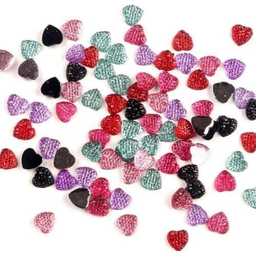 LF 200Pcs 10x10mm Mixed Heart Crystal Resin Cabochon Flatback Decoration Crafts Embellishments For Scrapbooking Diy Accessories
