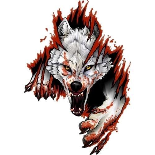 Best Selling Angry Wolf From Hole Car Sticker Waterproof Motorcycle Window Stickers Decorations PVC 15cm X 10.6cm