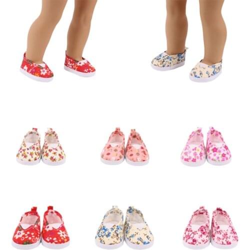 Doll Printed Loafers Shoes Suitable For Autumn For 18 Inch And New Born Baby Generation Birthday Girls Toy Gifts