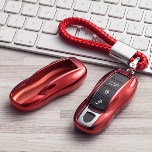 Soft TPU Car Key Case Cover Fob For Porsche 911 Macan Panamera Cayenne 987 958 996 986 Boxster 986 Key Ring Holder Accessories