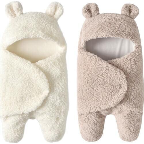 Newborn Blanket Infant Swaddle Wrap Plush Cotton Warm Cartoon Swaddling Winter Wrap Baby Bedding Baby Towel Blanket