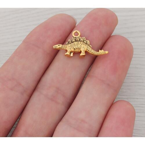 20 x Antique Gold Tone Dinosaur Charms Animal Pendants For Jewelry Necklace Bracelet Making Findings 26x13mm