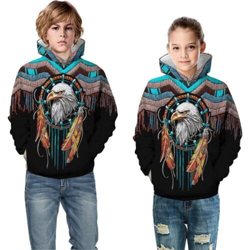 Family Matching Outfits Autumn Winter Lndian Snow Wolf Print Hoodie Parent Child Sportswear Father Mother Kid Boys Girls Clothes