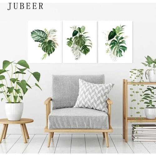 Nordic Posters and Prints Monstera Leaf Botanical Canvas Painting Foliage Watercolor Plant Picture Bedroom Wall Decor Wall Art
