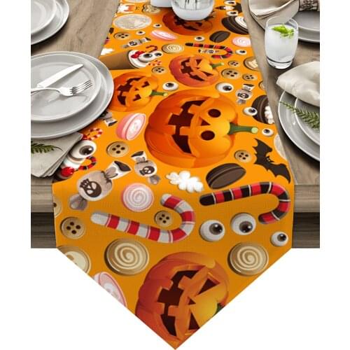 Halloween Pumpkin Cake Candy Texture Table Runners Home Dining Coffee Table Decor Table Cloth Wedding Decoration Table Cover