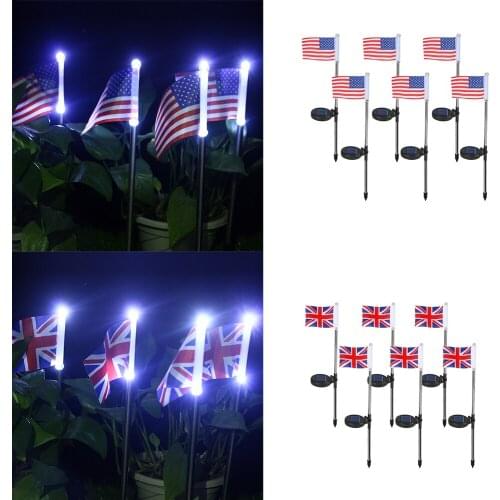 Solar American Flag Light United Kingdom Flag Lawn Lights Garden Decor Led Underground Lamps Decorative Lights Independence Day