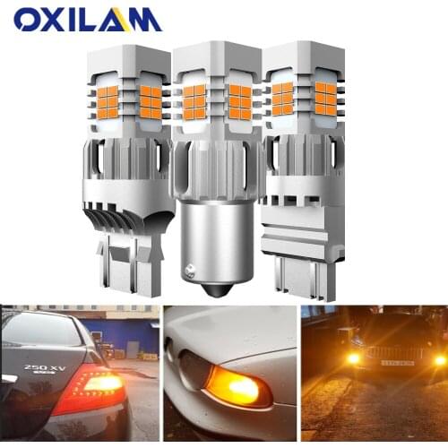 T20 7440 Led No Hyper Flash Turn Signal Bulb 1156 BA15S P21W P21/7W 3157 LED Amber Auto Lamps No Error for BMW Audi VW Kia Lada