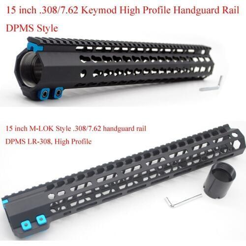 TriRock Black Anodized 15'' inch LR-308 / 7.62 Handguard Rail Free Floating Mount System High Profile Keymod / M-lok Style