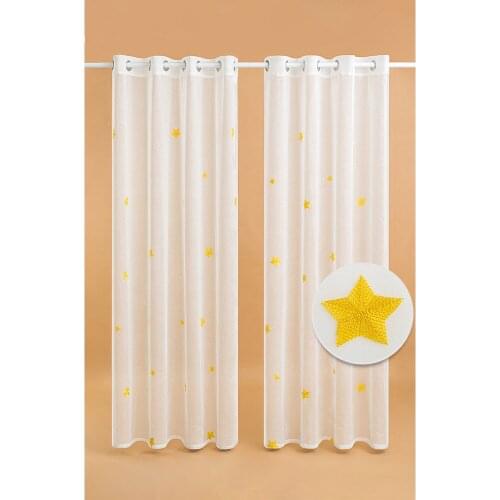 Star Embroidery Tulle Curtains for The Kitchen Living Room Solid Sheer Curtains Tulle on Windows Drapes Window Screen One Piece