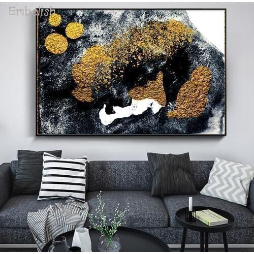 Embelish 2 Pieces Nordic Style Gold And Black Paint Modern Home Decor Wall Pictures For Living Room HD Canvas Paintings Posters
