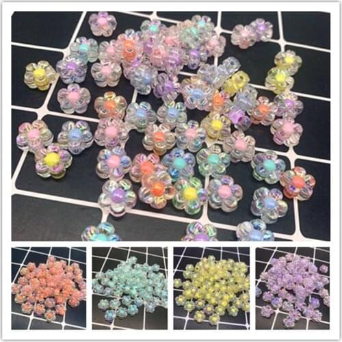 New 12mm 30Pcs Acrylic Spaced Beads Transparent Flower Shape Beads For DIY Necklace Earrings Jewelry Accessories
