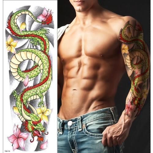 Temporary tattoo dragon arm sleeves tatoo for boys sex robot machine mechanical tattoos fashion body art sticker big size water