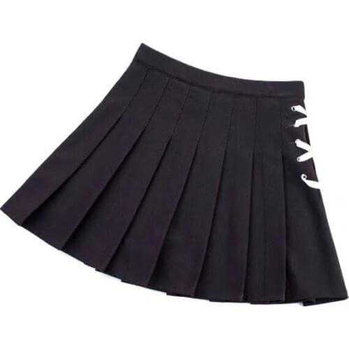 Women Lace Jk High School Uniforms Skirt Students Girls Harajuku Japanese Preppy Style Plus Size Grey Pleated High Waist Skirt