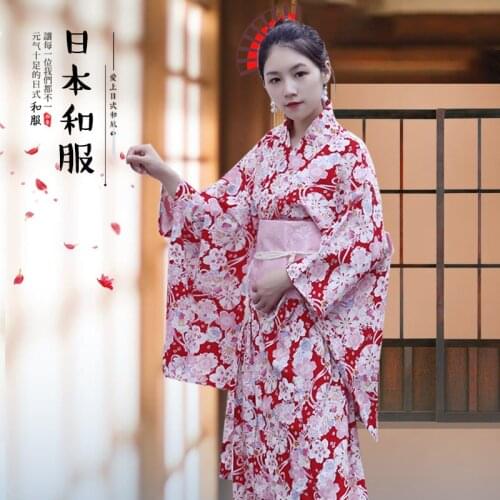 Japanese Style Women Yukata Kimono Gown Classic Print Flower Stage Performance Uniform Traditional Geisha Dancing Kimonos Dress