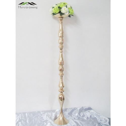 10PCS/LOT Gold Candle Holders 120cm/48'' Stand Flowers Vase Candlestick Road Lead Candelabra Centre Pieces Wedding Decoration