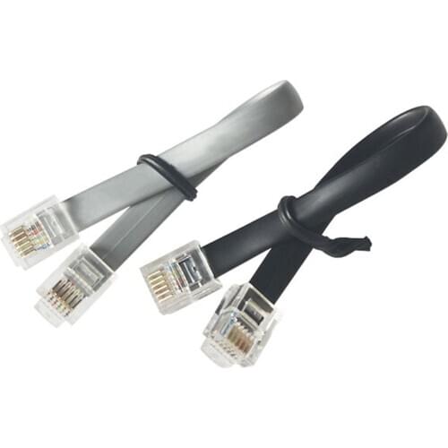 0.5M 6P6C Pure Copper Flat Cable RJ12 Double-headed 6-core Telephone Jumper Cable for Video Intercom Access Control System