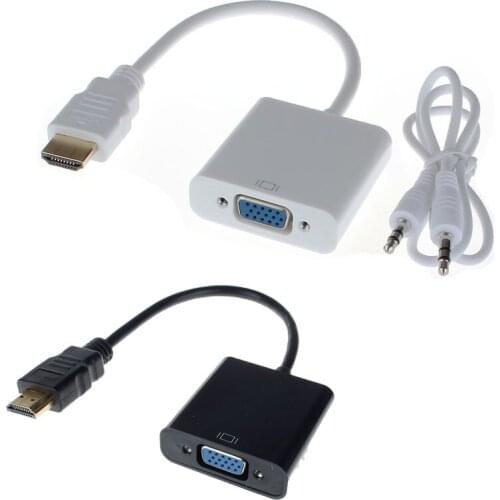 1080P HDMI Male to VGA Converter Adapter With Audio USB Cable Built-in Chipset Retail Package Wholesale 500pcs/lot Free DHL