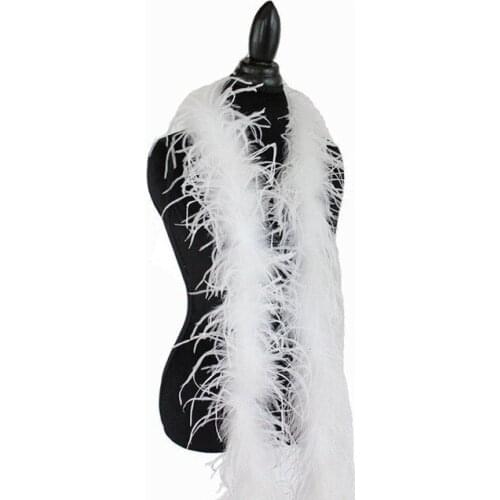 2 Meters White ostrich feather boa Trims skirt Party/Costume fluffy ostrich feathers For Crafts DIY wedding decorations Plumes