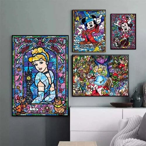 5D diamond painting Disney cartoon brush painting splicing art posters and Mickey Minnie princess paintings for home decoration