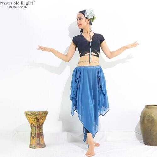 7years Old Lil Girl 2021Chiffon Belly Dance Skirt Italy 4angle Ballet EWW01