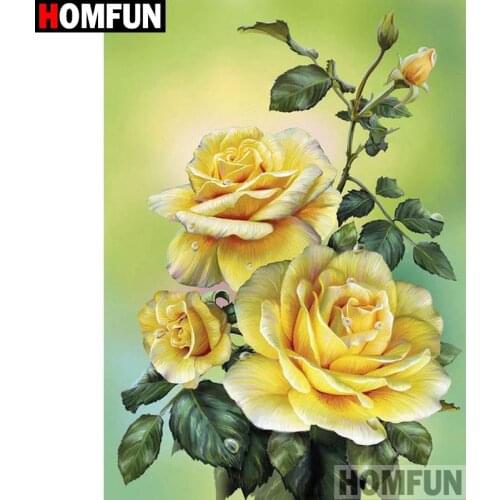 HOMFUN Full diamond Painting "Rose flower" Resin Drill Embroidery 5D Diy Diamond Painting Handmade Cross Stitch gift A27172