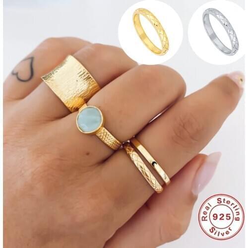 CANNER Size 6/7/8 Real 925 Sterling Silver Ring for Women Exquisite Ladies Fashion Snakeskin Rings Silver 925 Jewelry anillos