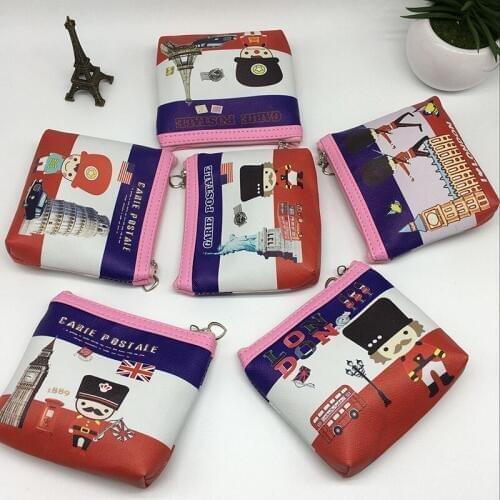 Free ship!1lot=12pc!British style cartoon coin purse / key bag / Cosmetic pencil Bag/ cute coin mini wallet/storage bag